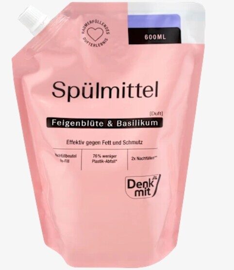 Denkmit trauku mazgāšanas līdzeklis ar vīģes ziedu-bazilika aromātu atkārtotai uzpildīšanai, 600 ml